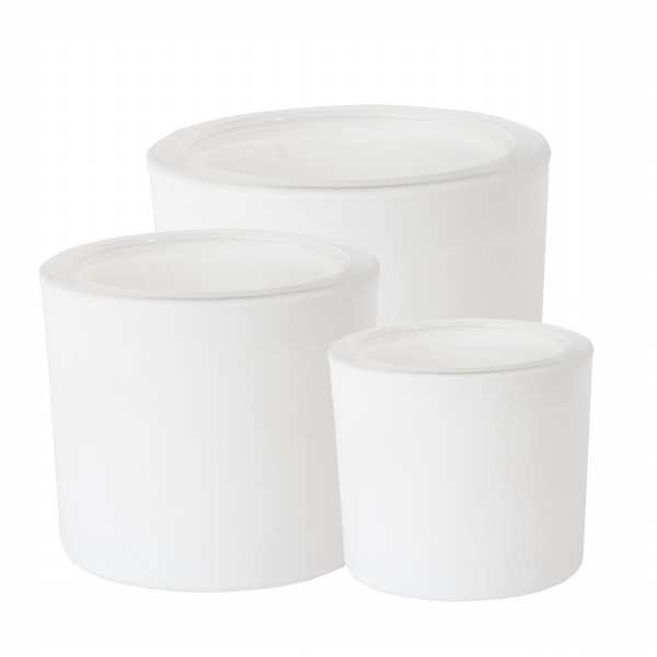 Thick Glass Cylinder Vase - White Matte